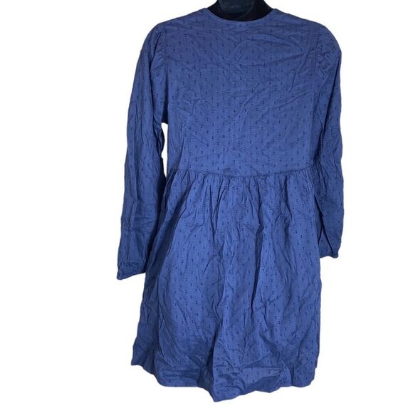 Old navy puff sleeve clip dot mini swing dress xs new blue long sleeve - Picture 8 of 9